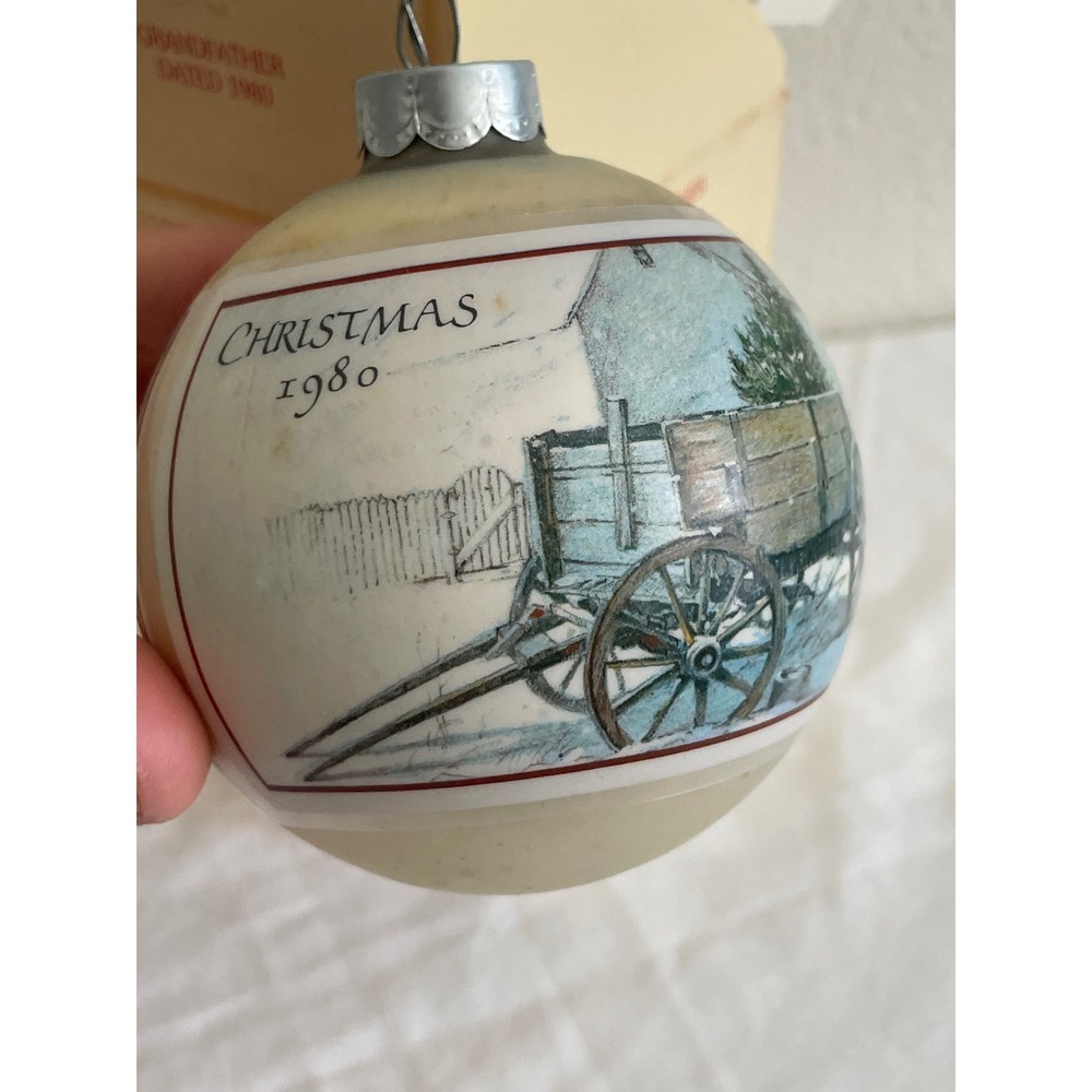 Hallmark VTG Glass Ornament Grandfather 1980 Cream Good Tree-Trimmer Collection